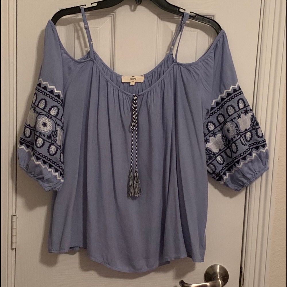 Blue off the shoulder top